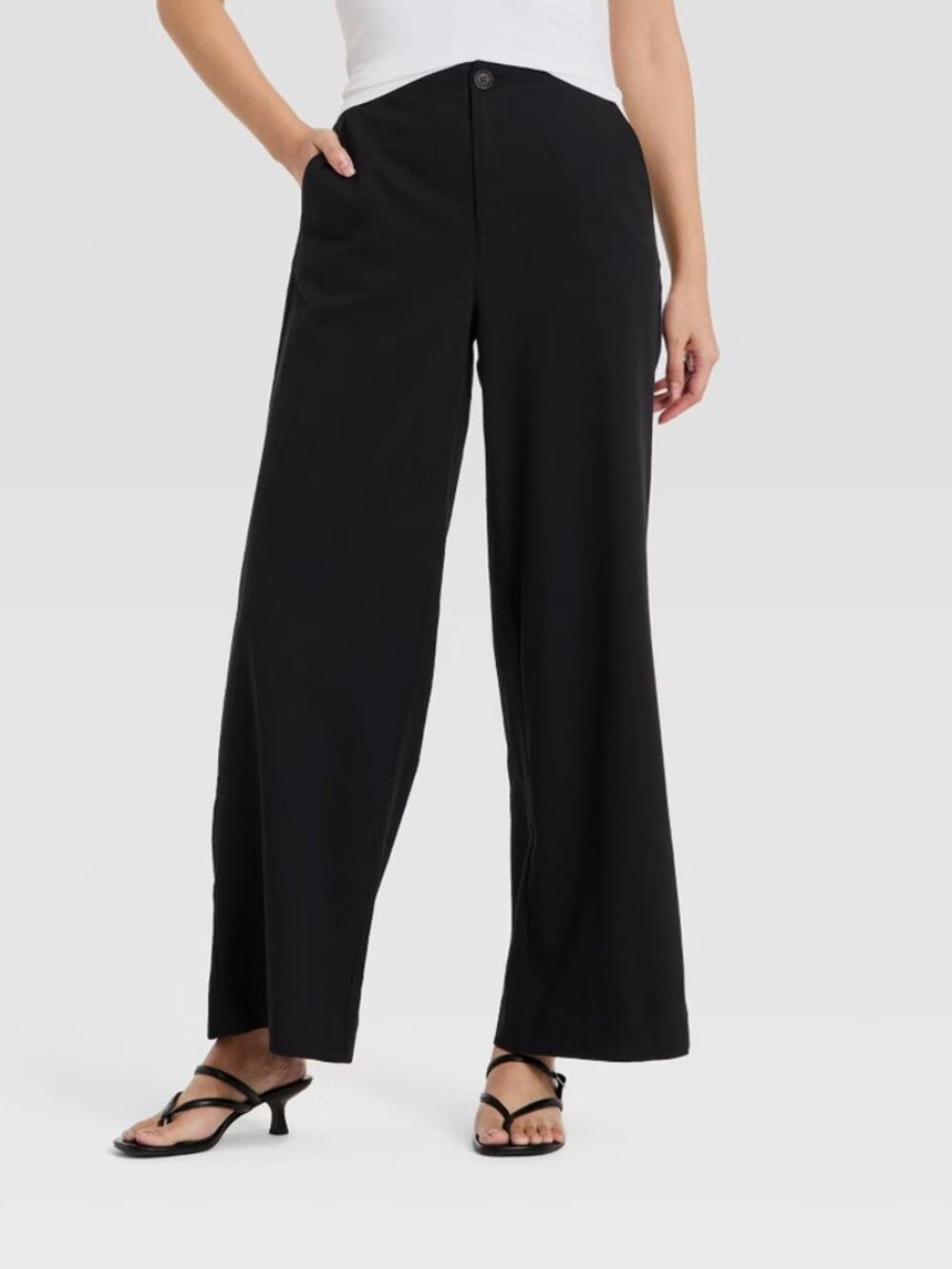 Women's Faux Linen Trousers - A New Day Black 17